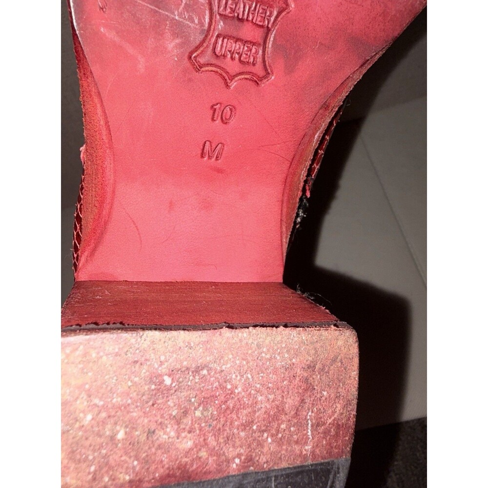 Snakeskin Cowboy Boots Red Women Sz 10 Snakeskin Cowboy Boots‎ Tall Rare - Picture 6 of 7